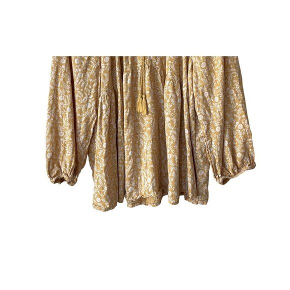 Old Navy Boho Top 2X Long Sleeve Yellow Floral Oversized Peasant Cottagecore - Picture 3 of 10